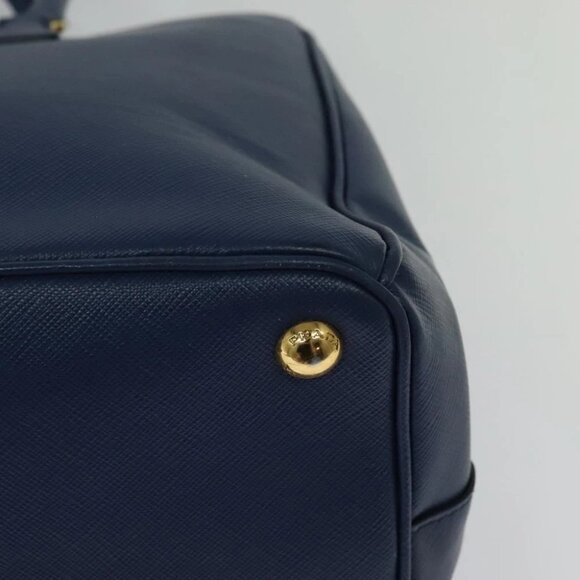 PRADA Hand Bag Safiano leather 2way Blue Gold Auth 125760 - Picture 2 of 14